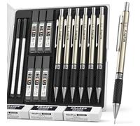 Nicpro porte mine 0,5 mm, coffret-cadeau, 6 criterium dessin en métal 0,5 mm avec 6 tubes de mine HB et 18 gommes pour adultes, enfants, artistes, écriture, dessin et croquis