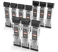 Nicpro Recharges pour Porte-Mines 0,7 mm HB - Recharges Résistantes à la Casse - Lot de 60 par Tube - 10 tubes