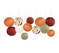 NICROLANDEE 12pcs décorations d'automne Bordeaux avec Feuilles d'érable lanternes en Papier à Suspendre pour Mariage, Anniversaire, fête de Thanksgiving, récolte Automne décorations pour la Maison