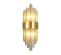 NICRX Applique murale à Base dorée en cristal E14, luminaires muraux modernes en cristal (60cm)