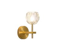 NICRX Applique Murale en Cristal Doré 22cm - Petite Lampe Murale Moderne avec Douille G9 et Abat-jour en Verre Bouton,Appliques Intérieure pour Chambre, Salle de Bain, Couloir, Entrée, Hôtel (22cm)