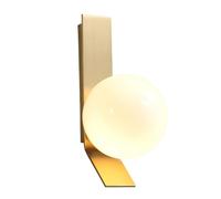 NICRX Applique Murale Moderne Minimaliste avec Base en Métal et Abat-jour en Blanc Verre Sphérique, Applique Murale G9 pour Chambre, Salon, Couloir et Cuisine (Une boule de verre)