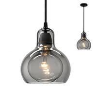 NICRX Lampe Suspendue Moderne en Verre avec Base E27, Cordon Ajustable de 150cm,Idéale pour Cuisine,Salle à Manger,Salon et Chambre,Suspensions pour Décoration Intérieure (Gris fumée)
