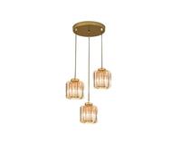 NICRX Suspension en cristal à 3 lumières, base dorée et plafonnier en cristal, luminaire suspendu pour îlot de cuisine, salle à manger, chambre à coucher (Or)