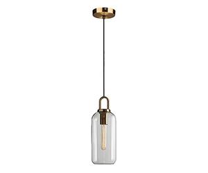 NICRX Suspension en verre, Verre Effacer avec douille en laiton, plafonnier suspendu post-moderne (Effacer)