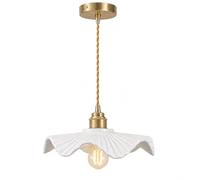 NICRX Suspension Vintage en Céramique Blanche,Lampe de Plafond Suspendue Pour Salle à Manger,Cuisine,Salon,de Chevet de Chambre à Coucher,E27 Plafonnier