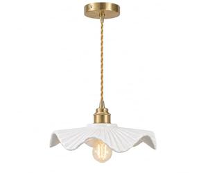 NICRX Suspension Vintage en Céramique Blanche,Lampe de Plafond Suspendue Pour Salle à Manger,Cuisine,Salon,de Chevet de Chambre à Coucher,E27 Plafonnier