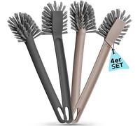 Nictario Lot de 4 brosses à vaisselle recy s avec poils en nylon et grattoir - Brosse de nettoyage de qualité supérieure lavable au lave-vaisselle - Brosse de cuisine hygiénique (2 x taupe / 2 x