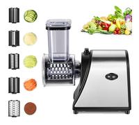 Nictemaw Coupe-légumes électrique, 250 W, en acier inoxydable, râpe à fromage en acier inoxydable, grand calibre amélioré, multifonction, avec 5 lames pour différents légumes (L)