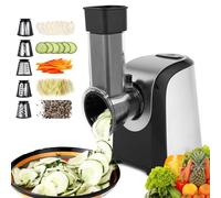 Nictemaw Coupe-Légumes Électrique 5 en 1 Multifonction 150W, Argent | Hachoir comprend 5 lames pour légumes et fromage. Conception pratique, facile à utiliser et à nettoyer