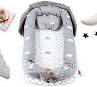 Nid de bébé avec matelas Transat portable pour nouveau-né Lit de bébé Nouveau-né Nid de bébé Veste amovible Coton doux pour 0- 24 mois (Gris)