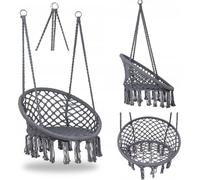 Nid de cigogne Balançoire Fauteuil suspendu Jardin Boho pour jardin d'intérieur 120cm - gris