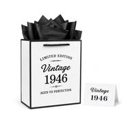 Nideen Sac cadeau pour 80e anniversaire vintage 1946 avec carte et papier de soie
