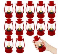 NIDONE Lanternes LED 12 pièces avec Bougies vacillantes, Mini lanternes suspendues Rouges pour centres de Table et décorations de fête sur Le thème Occidental, 7x13, 5 cm
