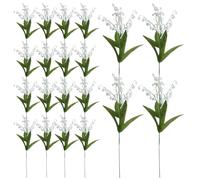 NIDONE Lily of The Valley Gifts Artificial Lily of The Valley 20pcs 14 Pouces lis lis de la vallée de la vallée Fausses de Cloche avec 5 tiges Vent Chime Bouquet Orchid Bouquet May May Flower