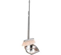 NIDONE Pelle à poussière Robuste de Grande Taille avec Manche Long, Pelle à poussière en métal et Brosse, Pelle à poussière en Acier Inoxydable, Pelle à poussière Verticale, Forme carrée - L