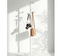 nidoshu Porte manteau sur pieds design moderne en métal blanc mat | Minimaliste et intemporel, sans vis apparentes, stable et peu encombrant, idéal pour l’entrée, la chambre ou le bureau