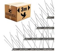 Niederberg Metall Pics Anti-Pigeons - 3 Mètres Acier INOX - Repulsif Pigeons pour Balcon avec 108 Piques Anti Oiseaux - Repulsif Chat Exterieur - Pique Anti Chat Jardin - Barriere Terrasse Exterieur