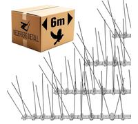 Niederberg Metall Pics Anti-Pigeons - 6 Mètres Plastique - Repulsif Pigeons pour Balcon avec 120 Piques Anti Oiseaux - Repulsif Chat Exterieur - Pique Anti Chat Jardin - Barriere Terrasse Exterieur