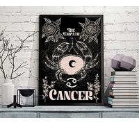 Niekea Plaque vintage en métal avec signe du zodiaque du cancer, affiche d'horoscopes, décoration astrologique, affiche du cancer, cadeau d'anniversaire du cancer, cadeau de pendaison de crémaillère