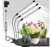 Niello 3 têtes Lampe pour Plantes, Spectre Complet Lampe de Plante en Croissance, Auto on/off 6/12/18H, 3 modes de couleur et 5 niveaux de luminosité réglables