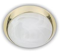 Niermann Standby A + +, Plafonnier, bague décorative laiton poli, HF Capteur, LED, Type Albâtre, Verre/métal, alabaster art, 40 x 40 x 13 cm