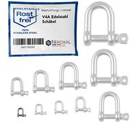 NietFullThings Manille INOX Droite 5 mm, Lot de 4 - Fixation et Suspension - Attache pour Corde et chaîne, Bricolage, Jardin