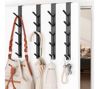 niffgaff Crochet de Porte, Crochet Vertical à Suspendre, Porte-Serviettes et Porte-Manteaux, en Aluminium, Noir, Lot de 4