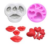 Nifocc Sexy Kiss Collection Lot de 2 moules en silicone pour fondant chocolat bonbons en forme de cœur Outil de décoration de gâteau DIY Pâte polymère