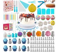 Nifogo Kit Patisserie 301 Pièces, Plateau Tournant Gateau, Douilles Pâtisserie, Poche a Douille, Kits de Décoration de Gâteaux pour Glaçag