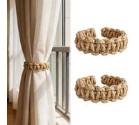 Nify Embrasse Rideau sans Percage Lot de 2 en Corde Tressée Beige, Embrasses Rideaux Bohème, Attache Rideaux Flexible à Former, Pince a Rideaux Décorative pour Salon Chambre, Style Naturel