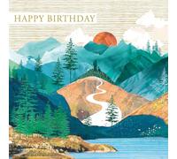 Nigel Quiney Carte d'anniversaire pour homme - Motif paysage de montagne - Finition aluminium - Carte d'anniversaire élégante