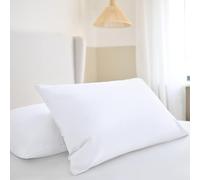 Night Lark - Paire de taies d'oreiller - Collection Plain Dye - Toucher Super Doux - Deux taies d'oreiller imprimées en Microfibre - Literie de Luxe - Blanc Polaire