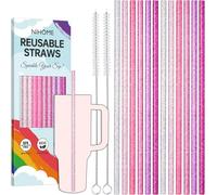 NiHome Lot de 12 pailles à paillettes pour Stanley Cup, PETG, dégradé rose