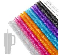 NiHome Lot de 12 pailles de rechange en plastique pailleté de 1 134 g pour gobelets Stanley de 1 134 g, paille réutilisable de 0,8 cm de diamètre, 30,5 cm de long avec 2 brosses - PETG durable, sans