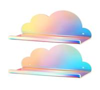 NiHome Lot de 2 étagères flottantes extra larges en acrylique irisé - Étagère flottante pour mur, montage mural et multifonction pour décoration d'intérieur, salle de bain, cuisine, chambre à coucher