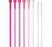 NiHome Lot de 6 pailles anti-plis avec pointes plates en silicone | Paille longue en plastique infroissable réutilisable pour gobelet Stanley de 850 g et 1134 g, 2 pinceaux