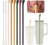 NiHome Lot de 6 pailles anti-plis en silicone pour gobelets Stanley de 1 200 ml et 887 ml avec pinceaux, longueur personnalisable sans plis pour différentes tailles de tasses, pailles réutilisables