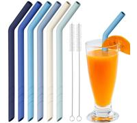 NiHome Lot de 6 pailles en silicone courbées extra larges réutilisables