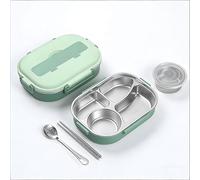 Niiyen Lunch Box avec 4 Compartiments, Boîte à Bento 1500ml, Acier Inoxydable 304 Lunchbox Anti-Fuite Boite Repas avec Accessoires pour Bureau Vert