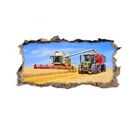 nikima Schönes für Kinder - Lot de 134 stickers muraux - Motif trou dans le mur avec tracteur et moissonneuse - 6 tailles - Décoration murale pour chambre de garçon - Dimensions :750 x 380 mm