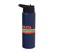 NIKITA Rétro Prénom Personnalisé Rayures Vintage Stainless Steel Insulated Water Bottle