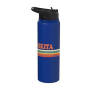 NIKITA Rétro Prénom Personnalisé Rayures Vintage Stainless Steel Insulated Water Bottle