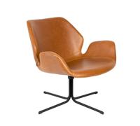 NIKKI - Fauteuil rotatif aspect cuir vintage marron Marron