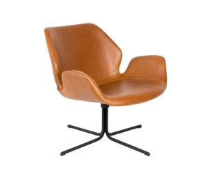 NIKKI - Fauteuil rotatif aspect cuir vintage marron Marron