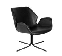 NIKKI - Fauteuil rotatif aspect cuir vintage noir Noir