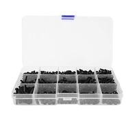 Nikou 600 Pièces M3 Vis Nylon Kit de Boulons Écrou, Hex Vis Boulon Ecrou Rondelle Kit D'assortiment, 5~25mm d'écrou de Rondelle Cruciforme à Tête Cylindrique (Noir)
