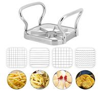 Nikou Coupe Pomme, 5 en 1 Coupeur de Pommes de Terre en Acier Inoxydable, Vide Pommes Coupe Frites Manuel Hachoir Chipper, Ustensile de Cuisine pour Découpe de Terre et Fruits