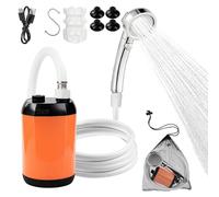 Nikou Kit Douche de Camping, Douche Portable avec Pompe, 6000mAh Chauffe Eau Mobile avec Écran Intelligent, Électrique Rechargeable, Pommeau Réglable et Tuyau, pour Extérieure, Camping, Randonnée