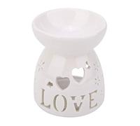 Nikou Lampe de Parfum de Nuit Céramique Essence Brûleur à mazout Bougie Encens Poêle d'aromathérapie pour Cadeaux et décoration, Maison, Bureau, Chambre, Salon(Love)